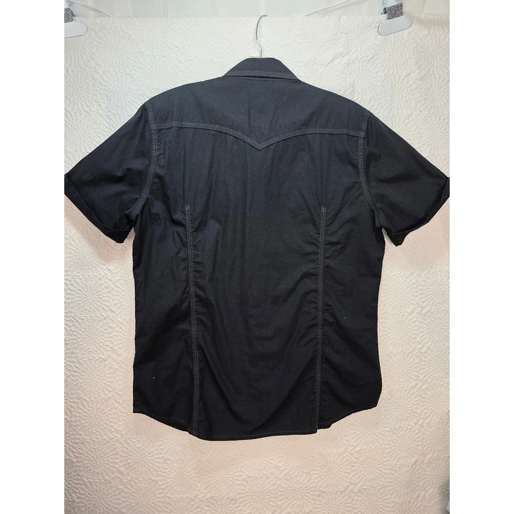 True Religion Western Shirt Mens XL Black Excellent Pearl Snap Big T Shirt